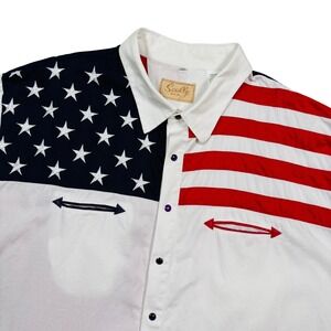 Scully US Flag Western Shirt Men 3XL Red White Blue Pearl Snap Star SMILE Pocket
